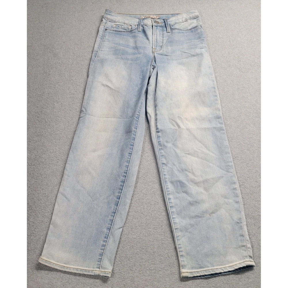 Athleta Sculptek Wide Leg Jeans Light Wash Blue Denim Size 2 Stretch Performance